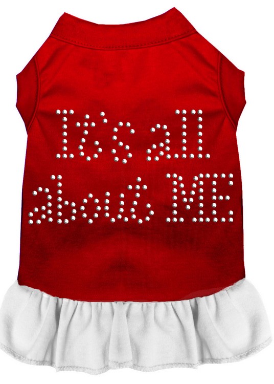 Rhinestone All About me Dress Red with White Med